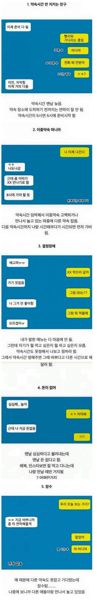 약속잡기 싫은 유형 | 인스티즈