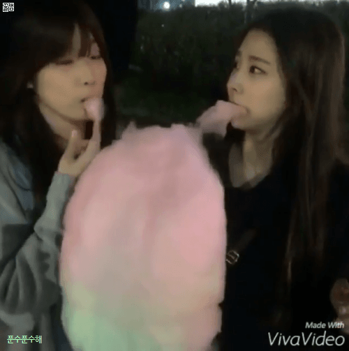 솜사탕 먹는 프로듀스101 이해인+이수현.gif | 인스티즈