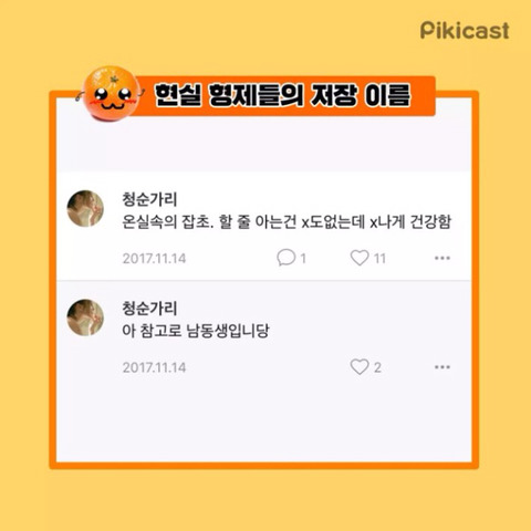 현실 형제들의 저장 이름 | 인스티즈