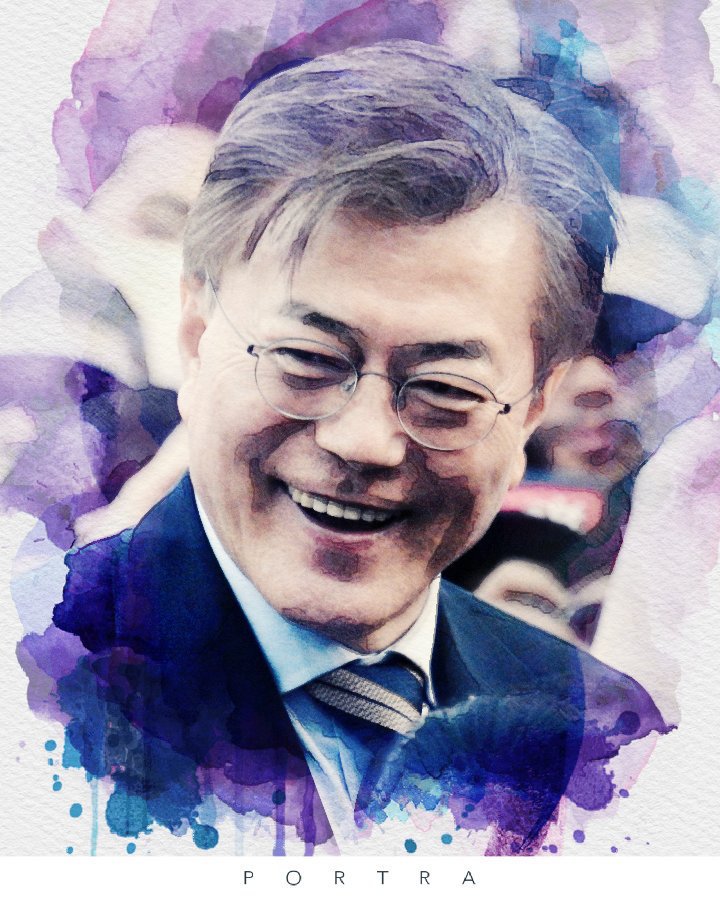 수채화로 표현한 문재인 대통령 | 인스티즈